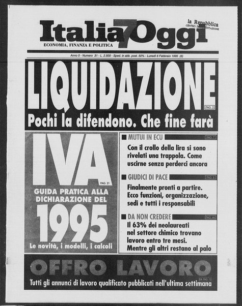 Italia oggi : quotidiano di economia finanza e politica